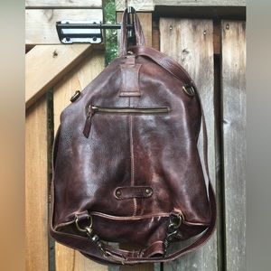 Teak Rustic Leather BedStu Delta Convertible Backpack Crossbody Bag